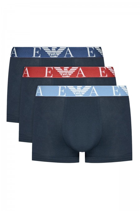 Tripack boxers coton stretch Emporio armani 64135 MARINE/MARINE/MARINE 111357 4F715