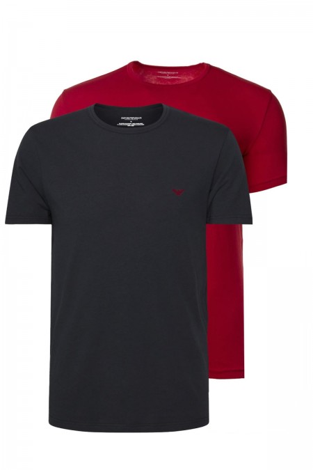 Bipack TShirts coton Emporio armani 73374 ROSSO LACCA/NERO 111267 4F722