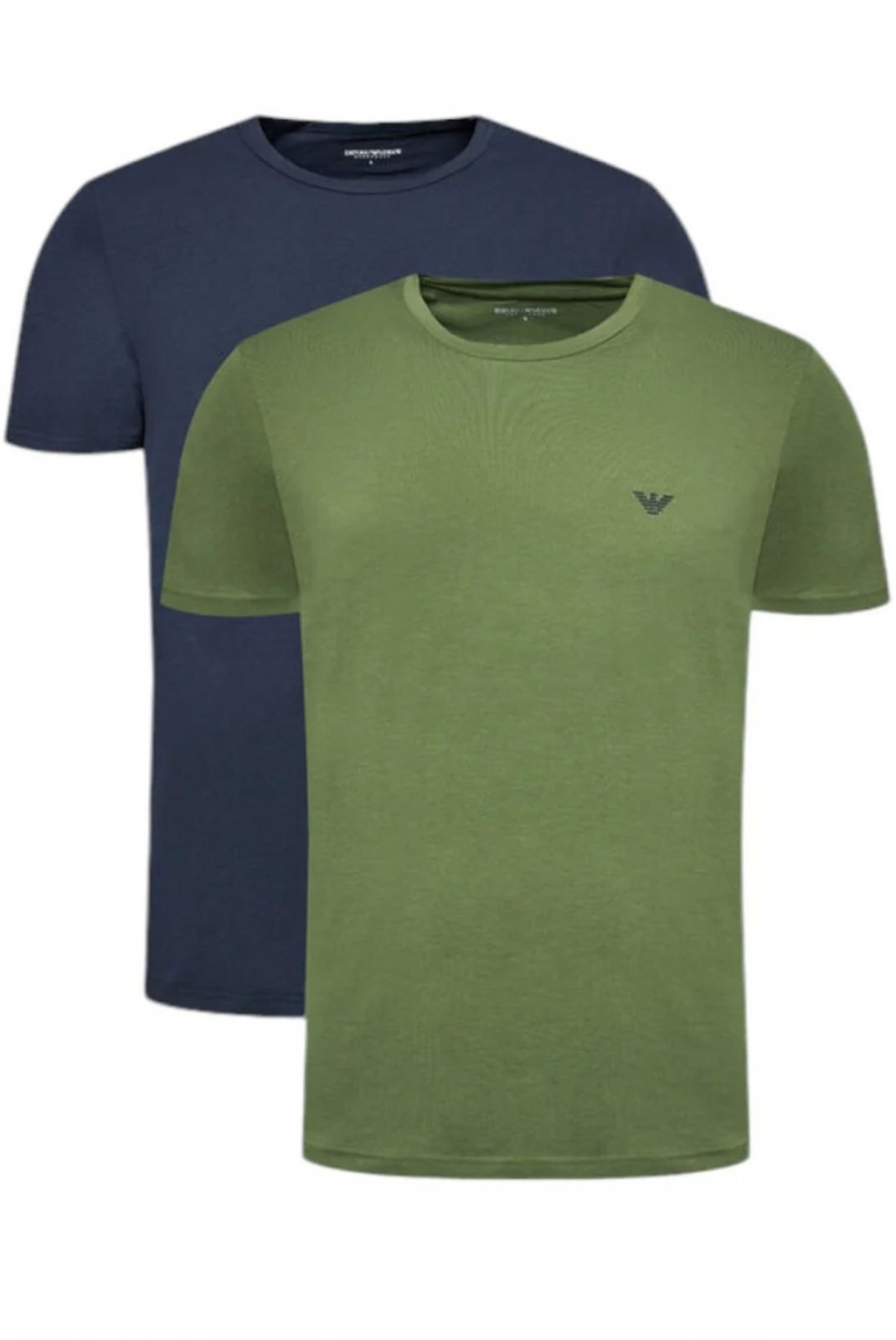 Bipack TShirts coton stretch Emporio armani 75836 MARINE/OLIVA 111267 4F720