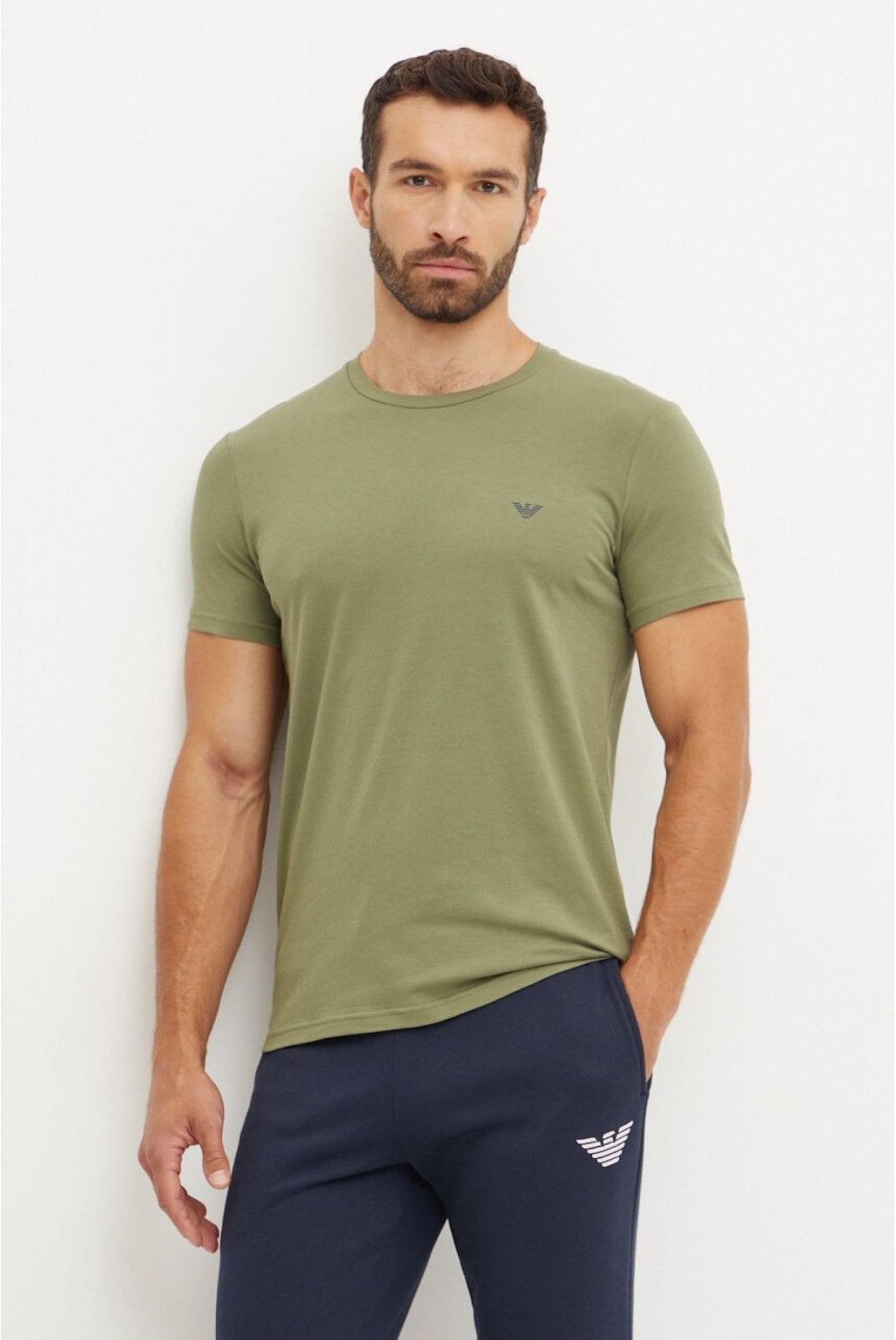 Bipack TShirts coton stretch Emporio armani 75836 MARINE/OLIVA 111267 4F720