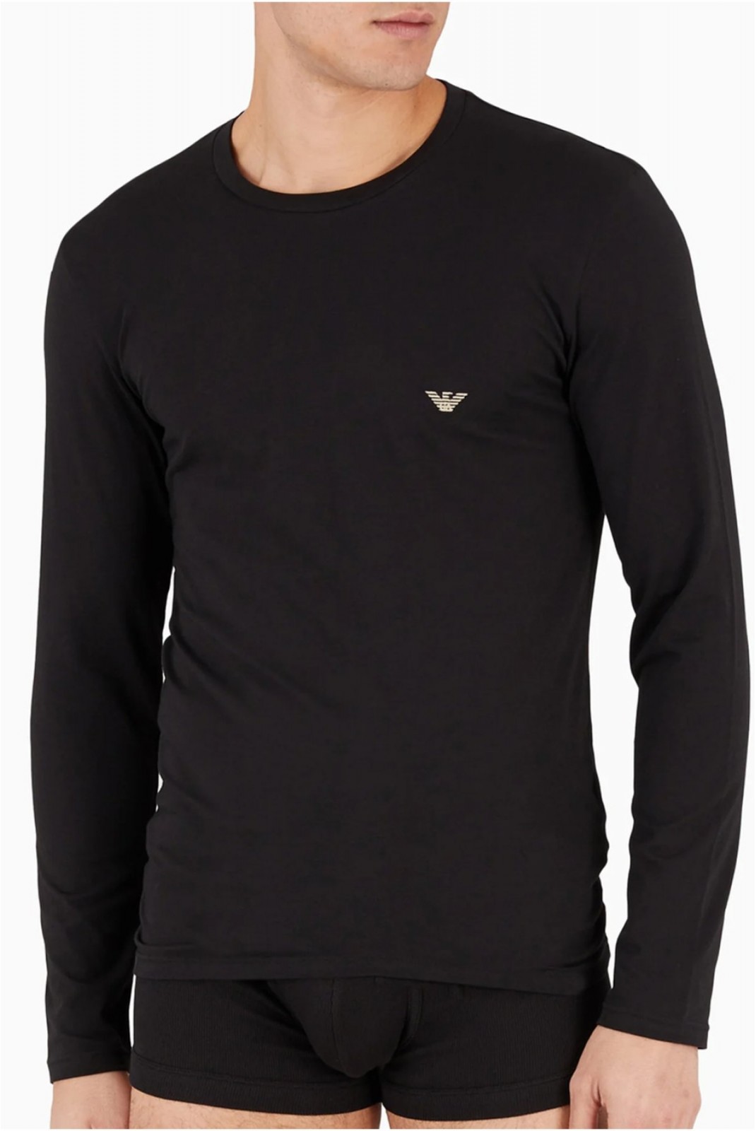 TShirt stretch ML logo brodé Emporio armani 00020 NERO 111023 4F512