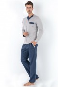 Pyjama - 002-000466 - Grey. Blue - Grey / Blue - 190MRE1514