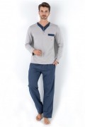 Pyjama - 002-000466 - Grey. Blue - Grey / Blue - 190MRE1514