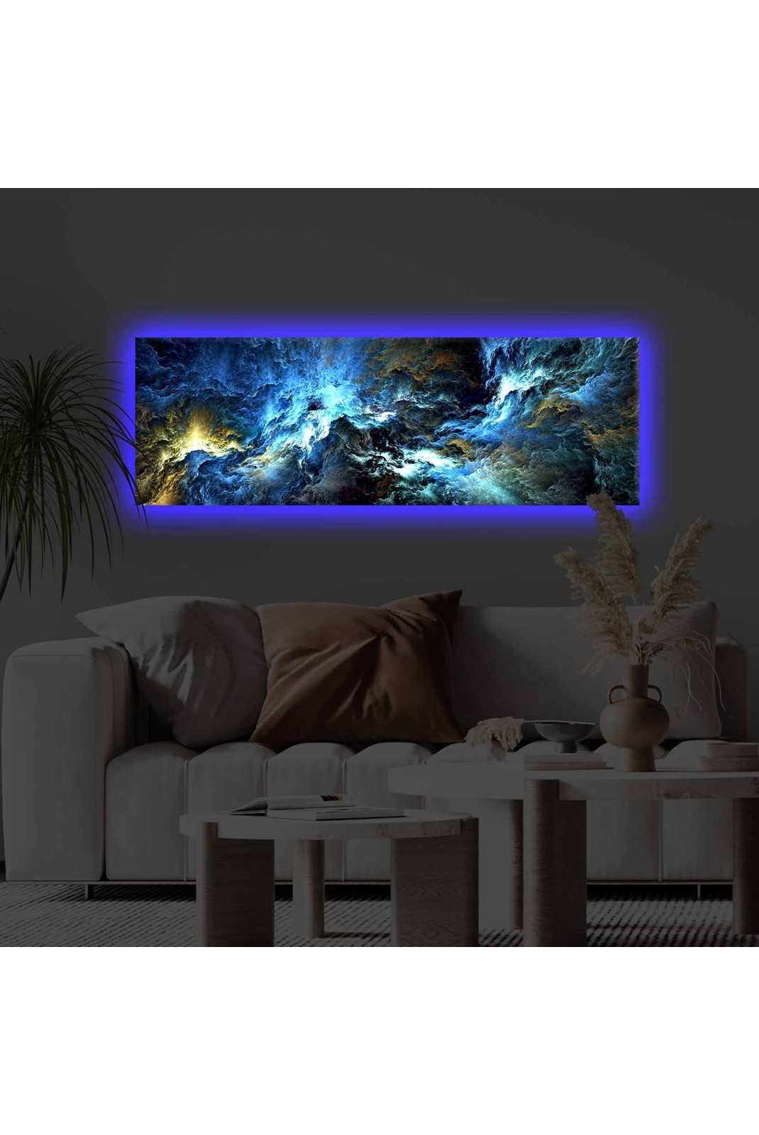 Tableau décoratif sur toile avec éclairage LED - 30x90cm - Multicolor