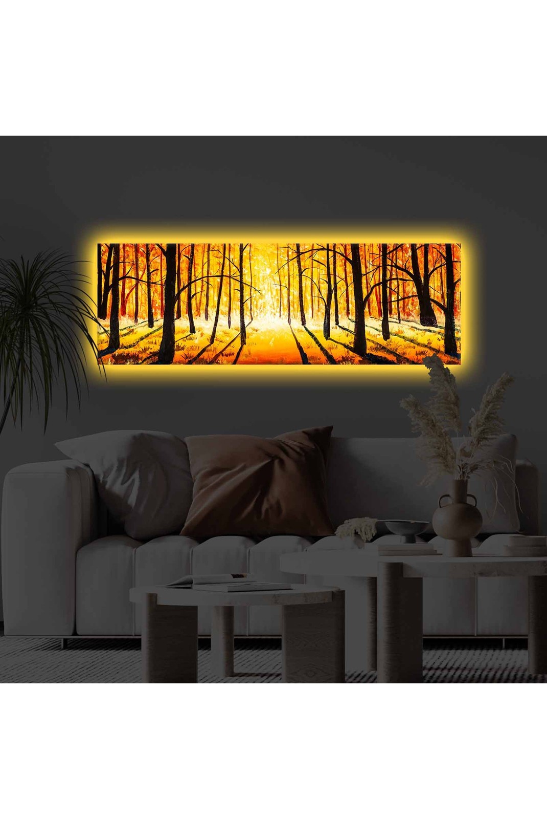 Tableau décoratif sur toile avec éclairage LED - 30x90cm - Multicolor