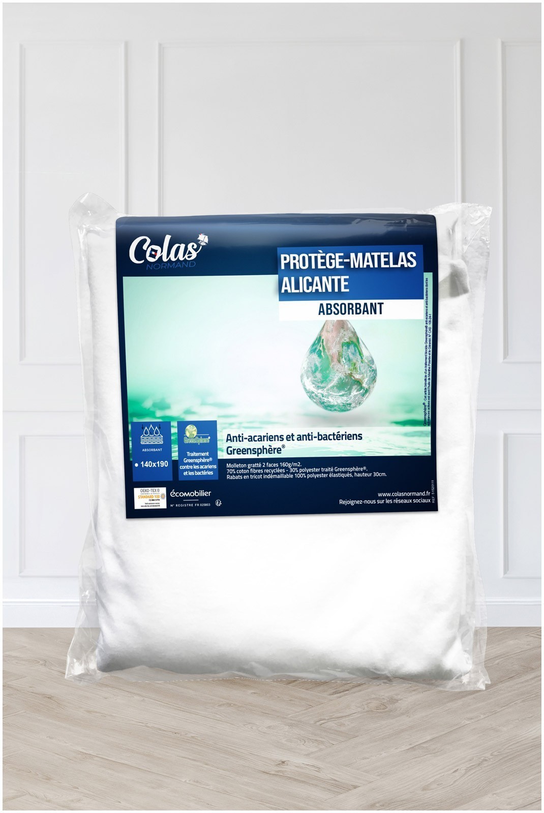 Protège Matelas Molleton anti acariens & Anti bacteriens - 140x190cm - 83120038