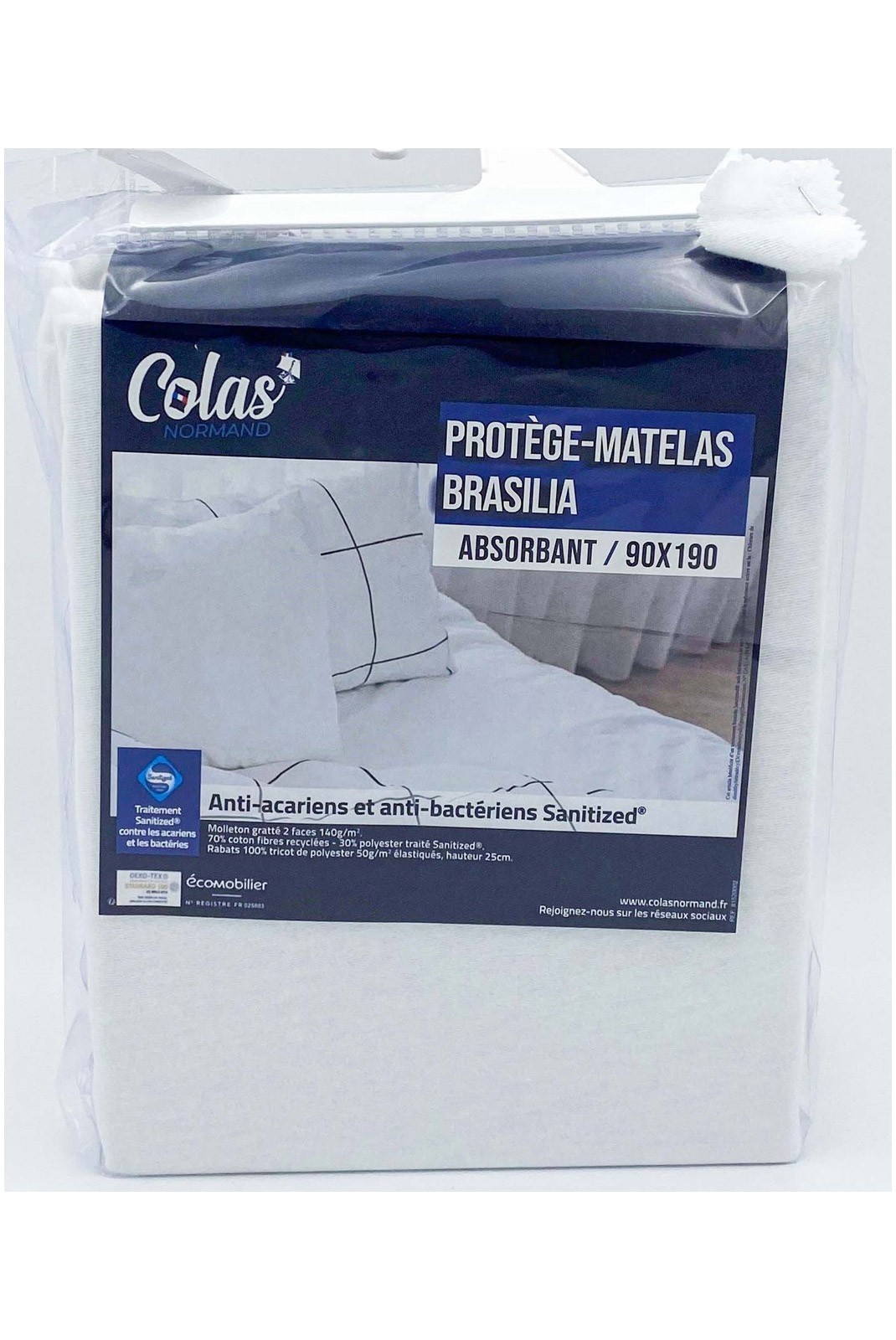 Protège matelas Molleton aborbant anti bacteriens & anti acariens Sanitized - 90x190cm - 83120043