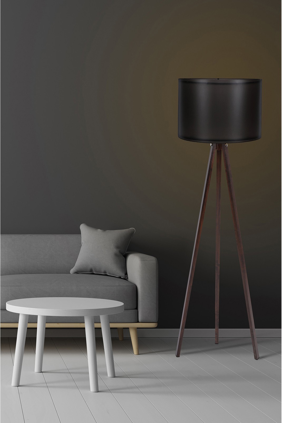 Lampadaire - Black / Walnut - H1104