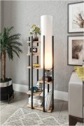 Lampadaire - Black / White / Natural - H2159