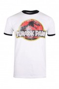 T-SHIRT - JURASSIC PARK - Distressed Logo - White/Black - GBMTS347WBL