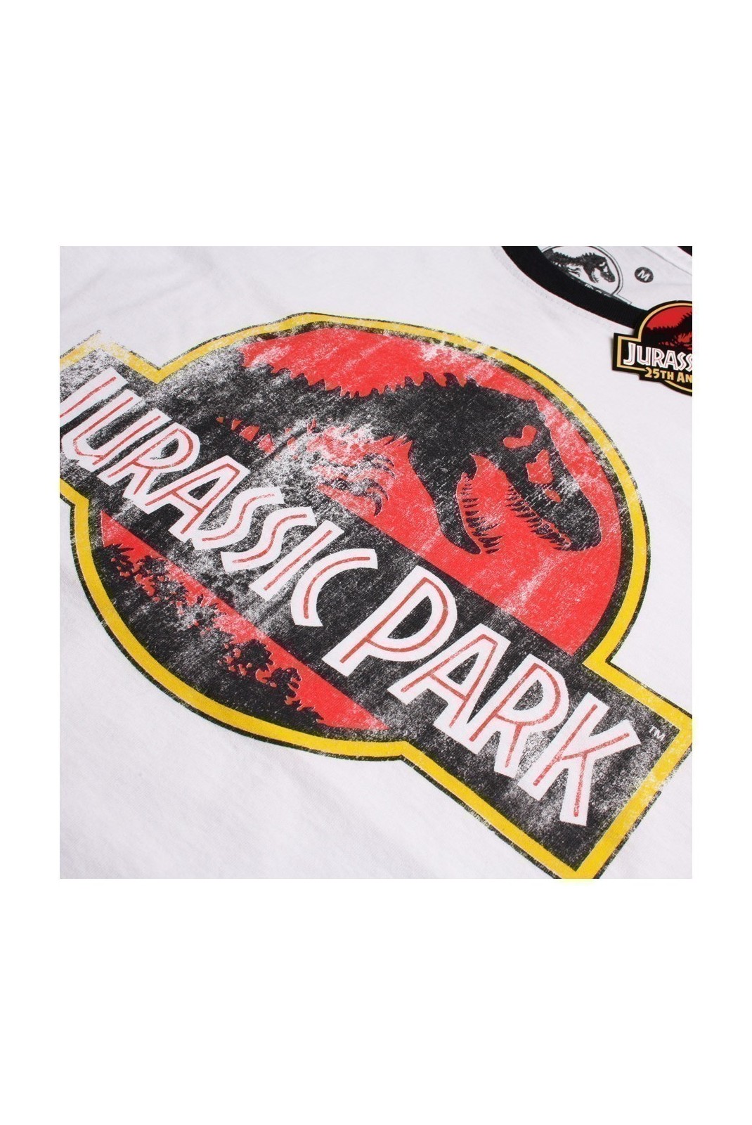 T-SHIRT - JURASSIC PARK - Distressed Logo - White/Black - GBMTS347WBL