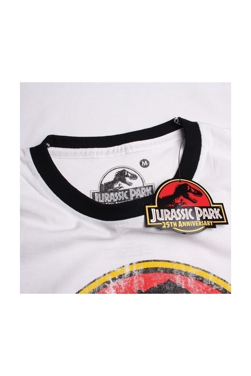 T-SHIRT - JURASSIC PARK - Distressed Logo - White/Black - GBMTS347WBL