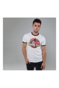 T-SHIRT - JURASSIC PARK - Distressed Logo - White/Black - GBMTS347WBL