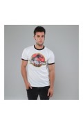 T-SHIRT - JURASSIC PARK - Distressed Logo - White/Black - GBMTS347WBL