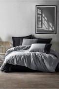 Ensemble de housse de couette simple Ranforce - 140x200cm / 60x60cm - Grey / Black