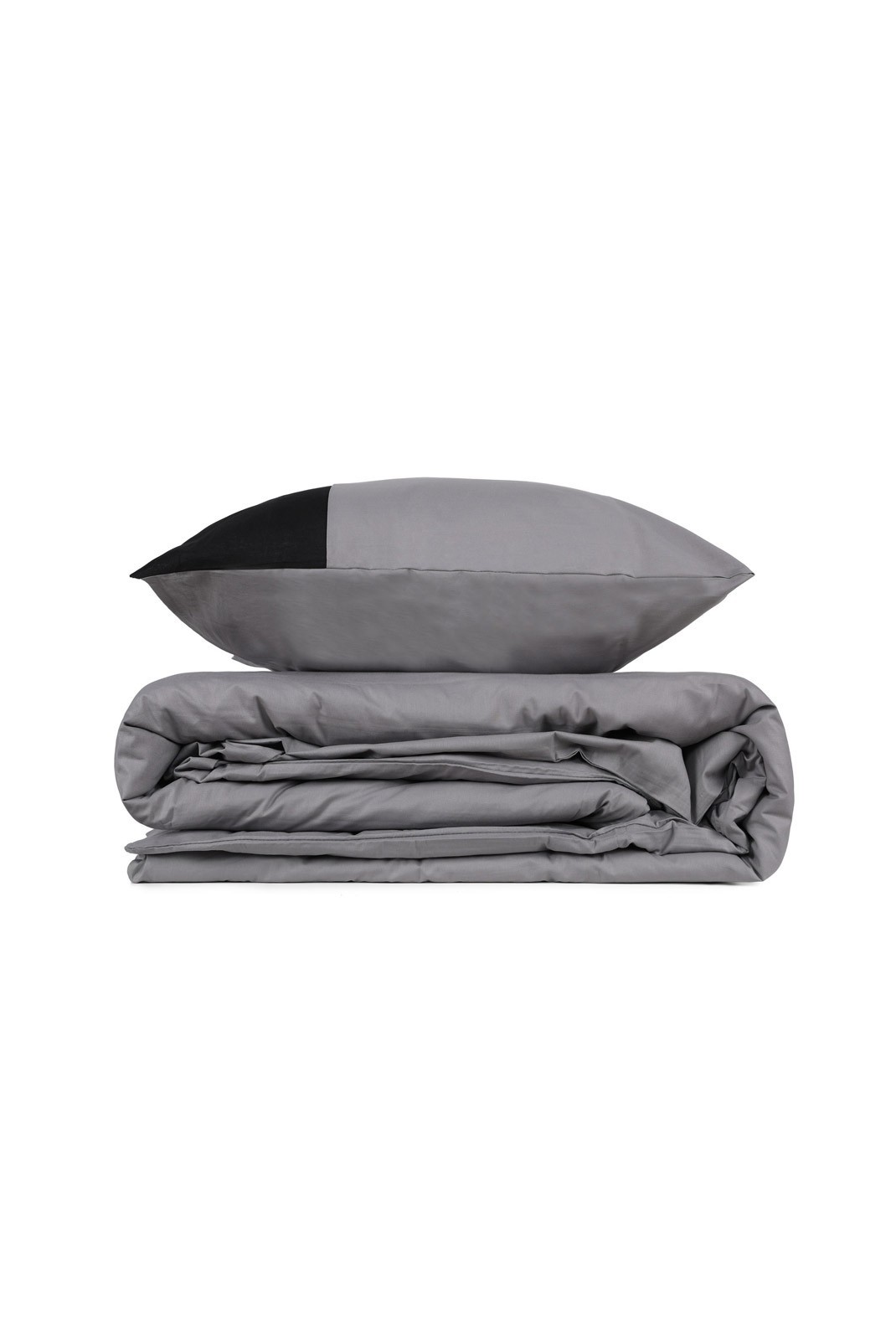 Ensemble de housse de couette simple Ranforce - 140x200cm / 60x60cm - Grey / Black