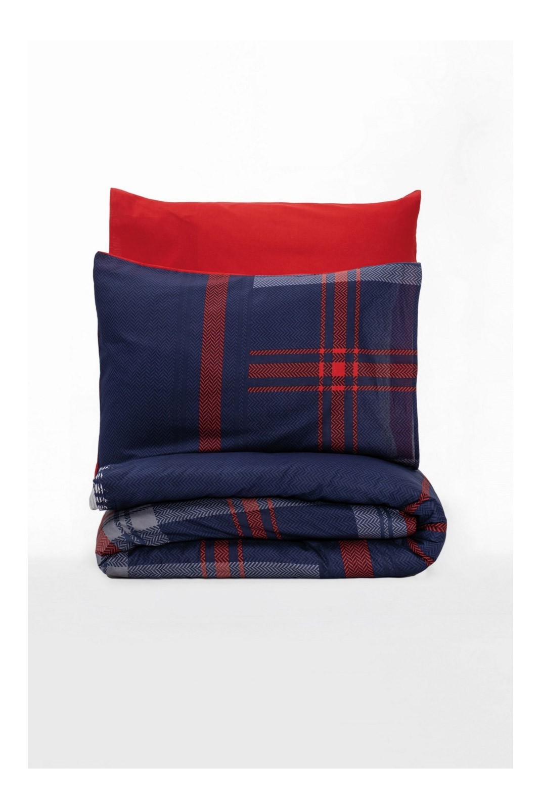 Ensemble de housse de couette simple Ranforce - 140x200cm / 60x60cm - Red / Dark Blue