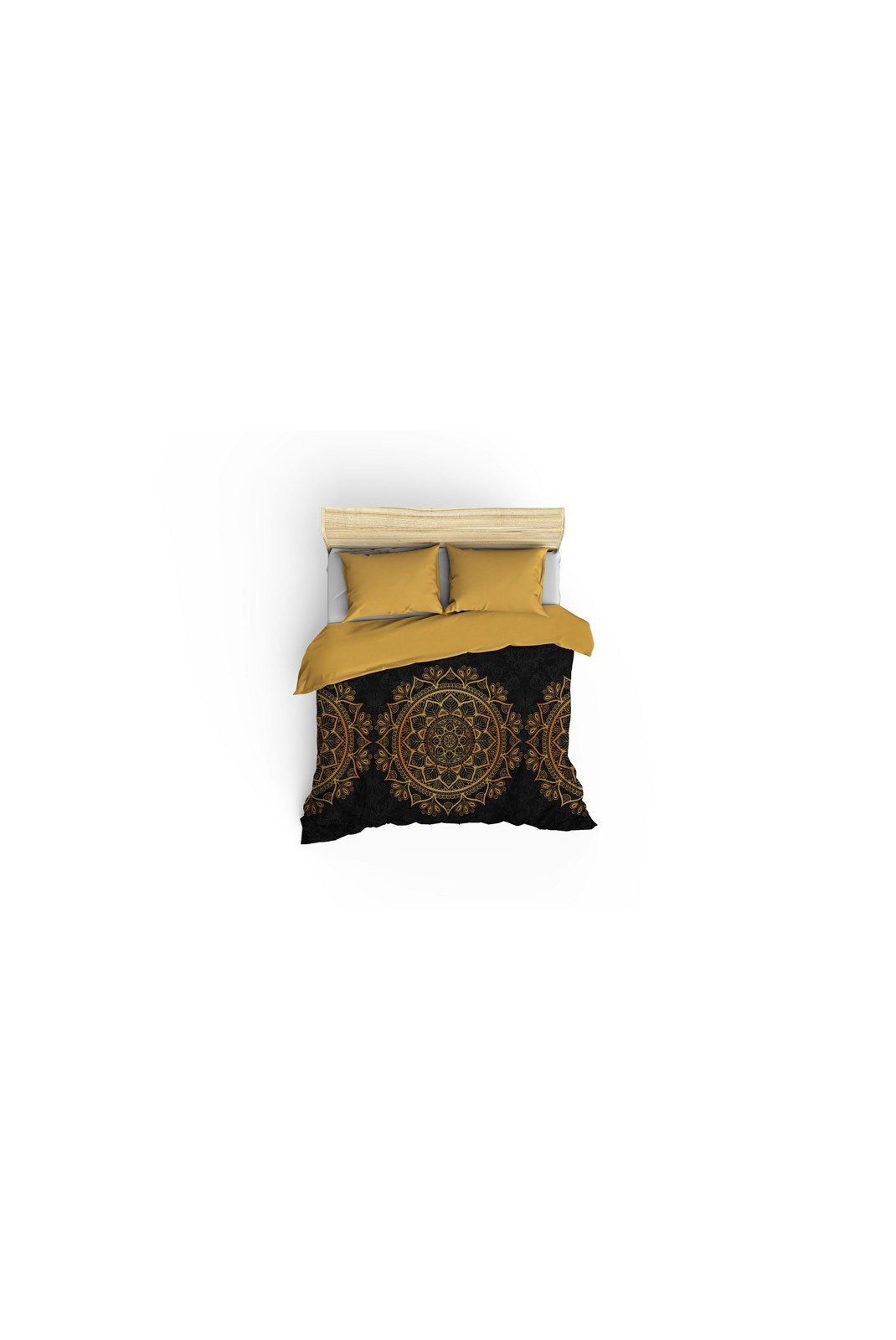 Ensemble de housse de couette en satin pour lit king size - 240x220cm / 60x60cm - Gold / Black