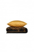 Ensemble de housse de couette en satin pour lit king size - 240x220cm / 60x60cm - Gold / Black