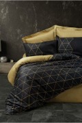 Ensemble de housse de couette Ranforce pour lit king size - 240x220cm / 60x60cm - Gold / Black