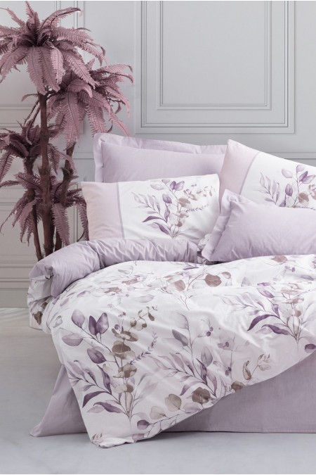 Ensemble de housse de couette Ranforce pour lit king size - 240x220cm / 60x60cm - Lilac / White