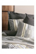 Ensemble de housse de couette Ranforce pour lit king size - 240x220cm / 60x60cm - Mink / Dark Grey / Yellow