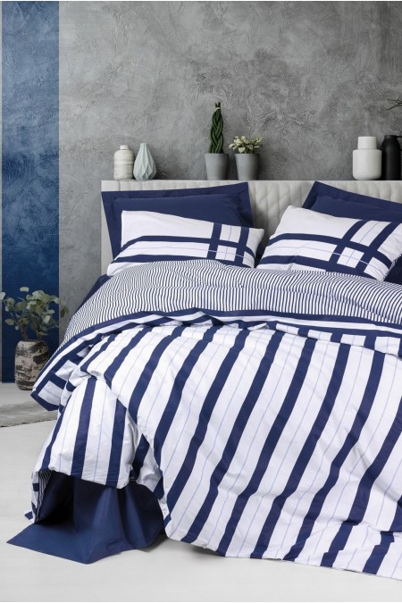 Ensemble de housse de couette Ranforce pour lit king size - 240x220cm / 60x60cm - Dark Blue