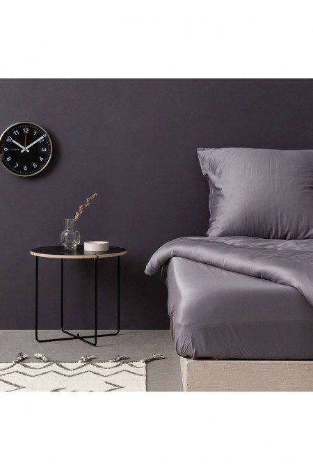 Ensemble de housse de couette en satin pour lit king size - 240x220cm / 60x60cm - Dark Grey