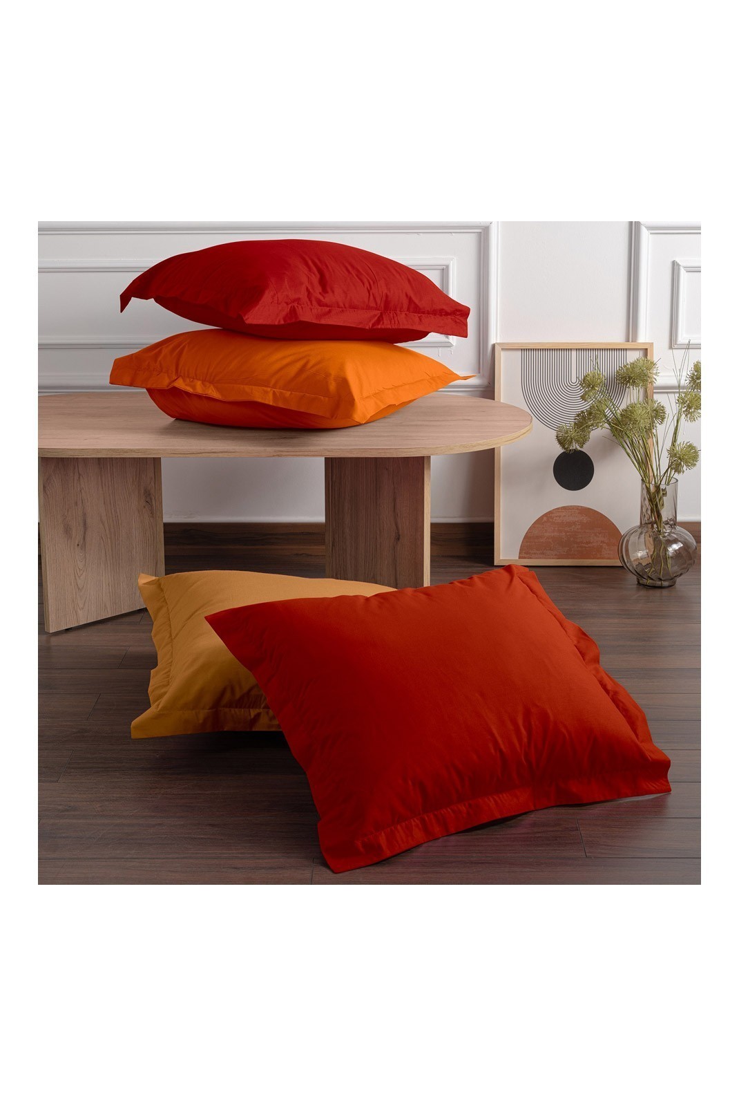 Ensemble de taies d'oreiller Oxford  - 60x60+5cm - Orange - 7111